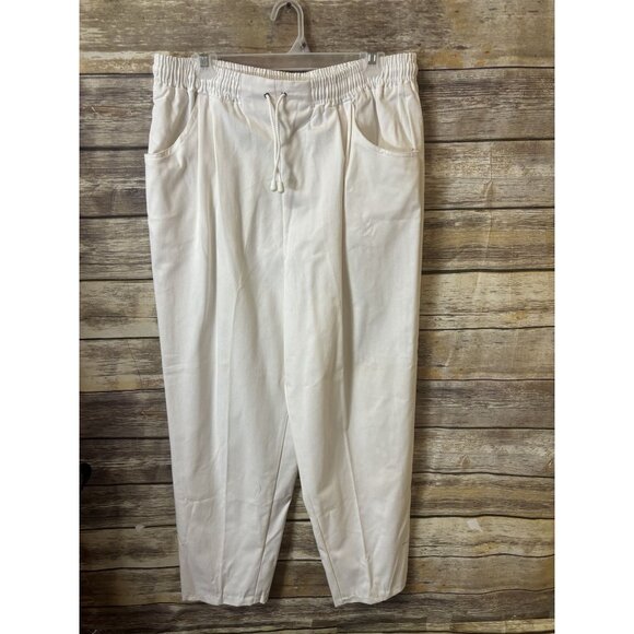 Vintage Separate Issue‎ White Elastic Waist Drawstring Pants With Pockets - Picture 1 of 3